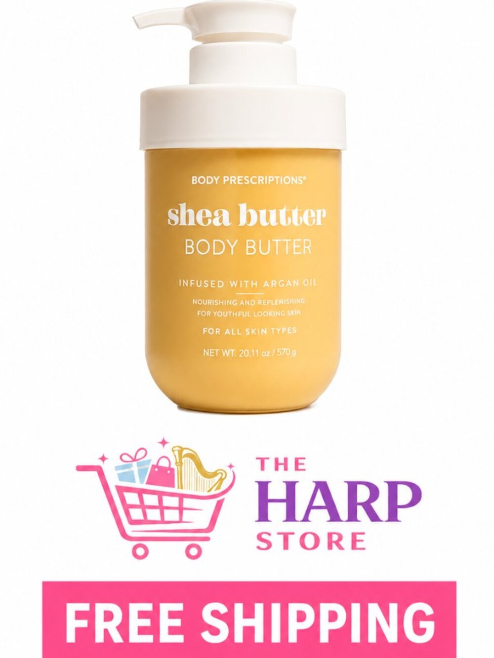 Body Prescriptions Shea Butter Body Butter with Argan Oil Moisturizer 20.11 oz
